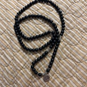 Pranaheart Black Onyx Beaded Mala Necklace/Bracelet with Charm